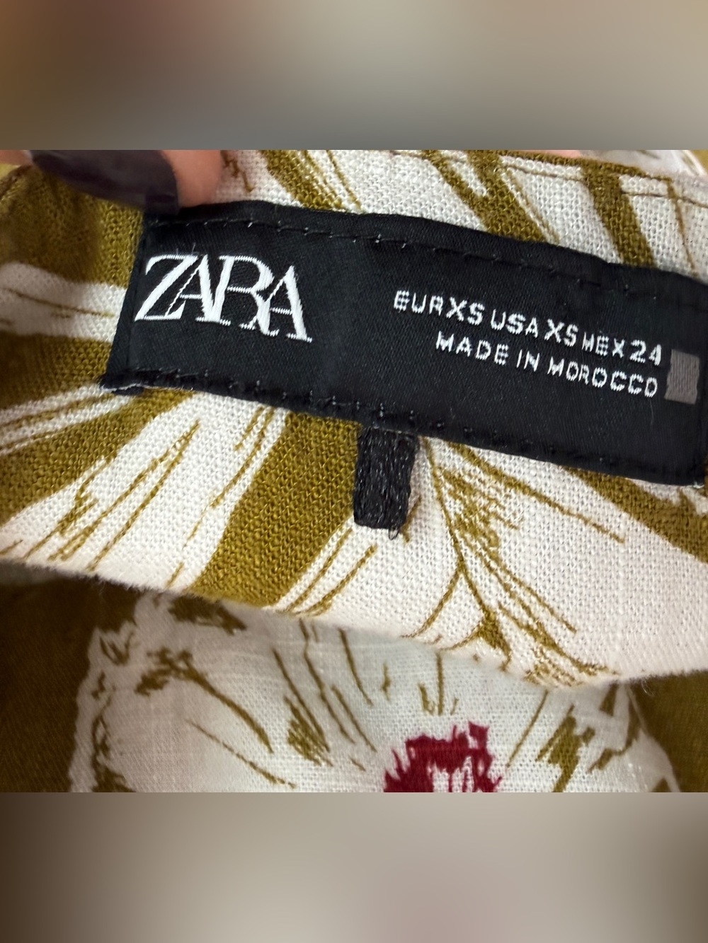 ZARA Tropical Floral Halter Midi Dress – Olive & Cream: XS - Picture 12 of 16